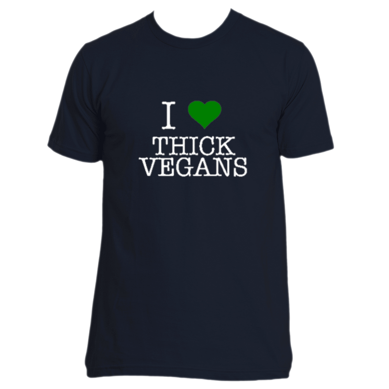 I love Thick Vegans Male Short Sleeve with White Design