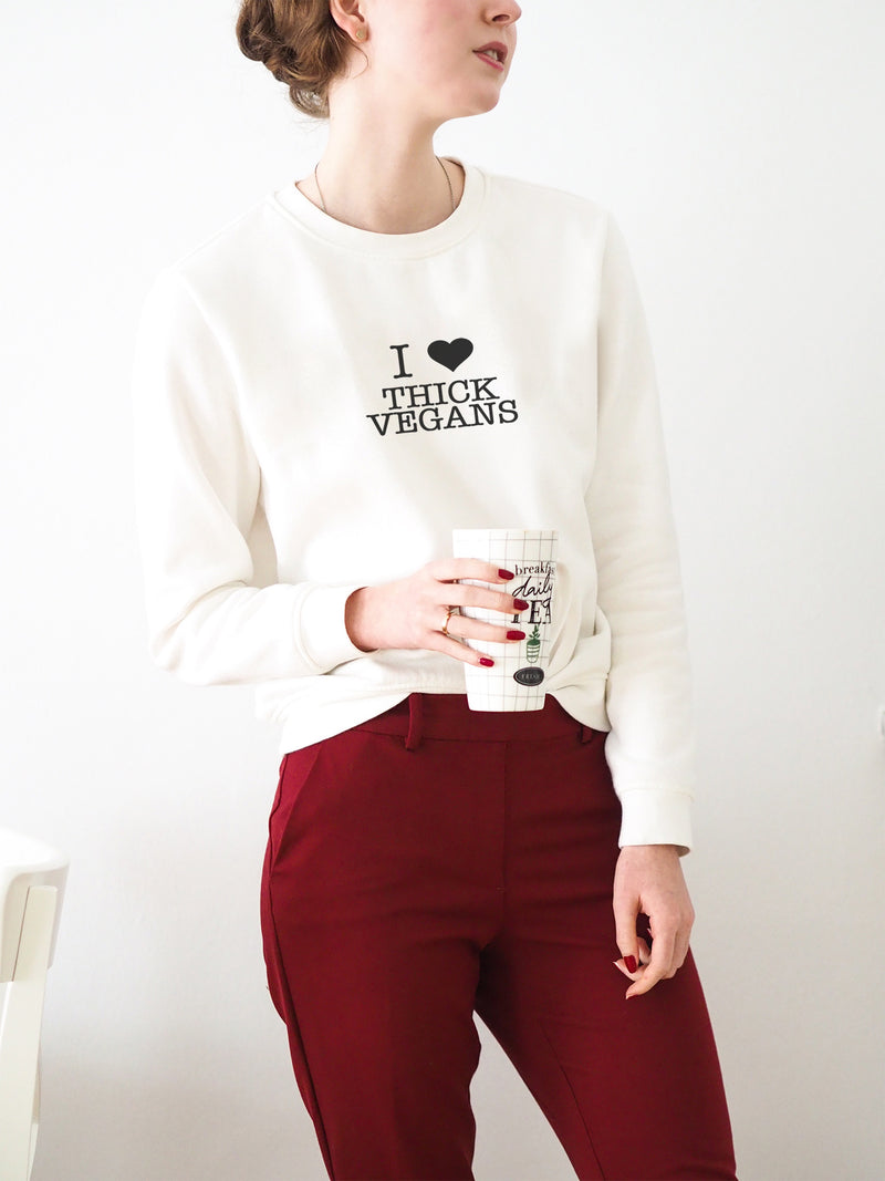 I love Thick Vegans Long Sleeve White Design