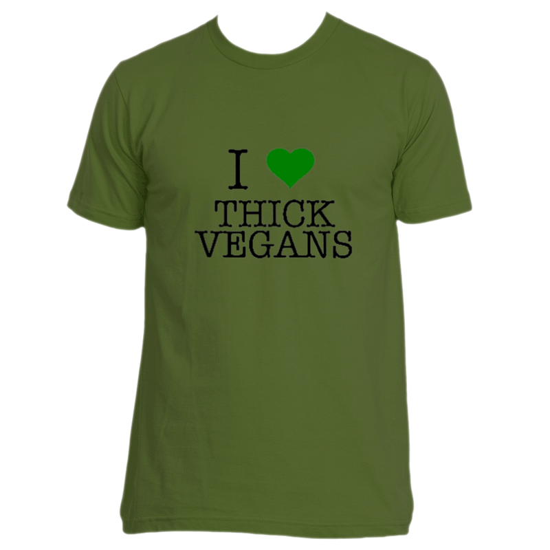 I Love Thick Vegans Unisex Crew Neck Black and Green Design
