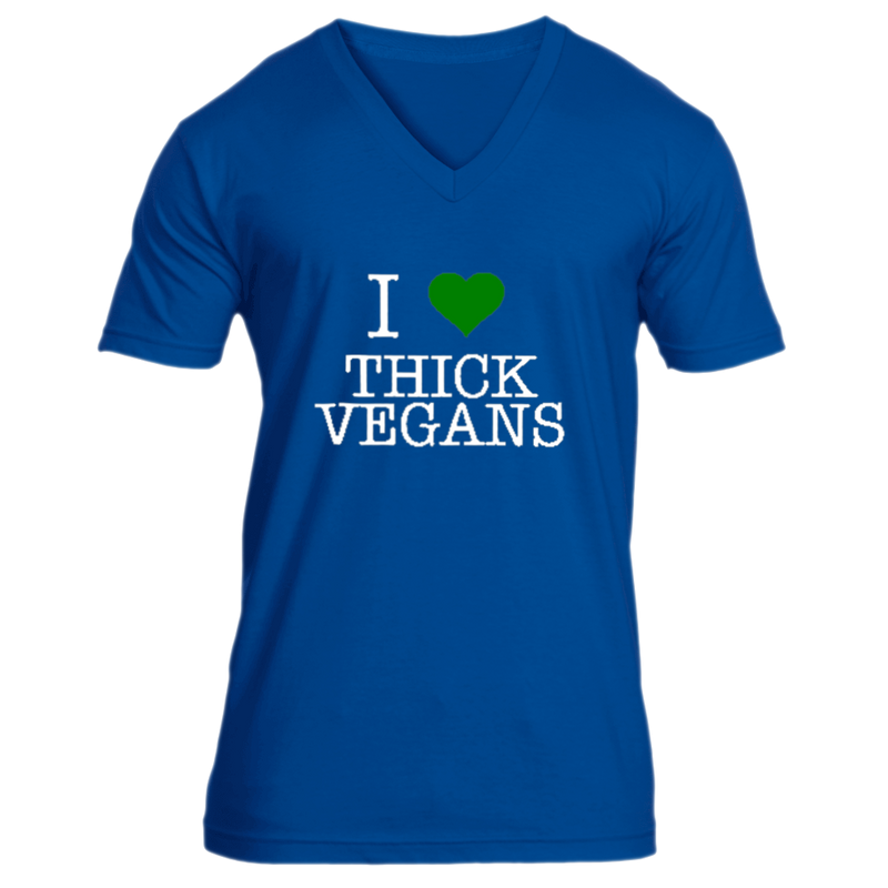 I Love Thick Vegans Unisex V-Neck with White Design