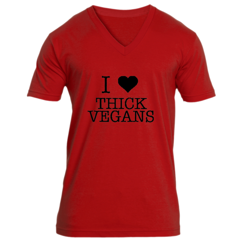 I Love Thick Vegans Unisex V-Neck with Black design