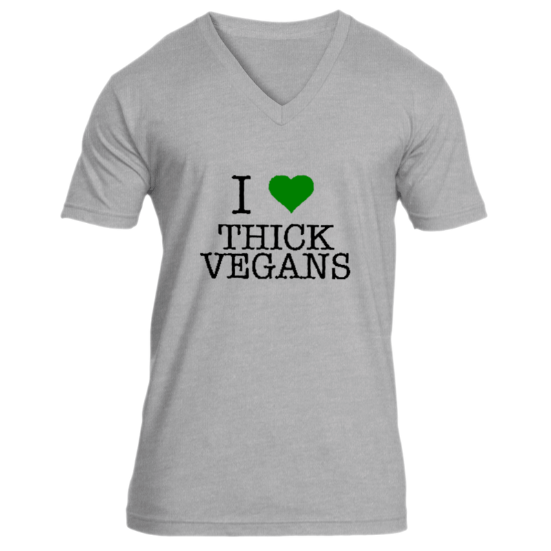 I Love Thick Vegans Unisex V-Neck with Black and Green design