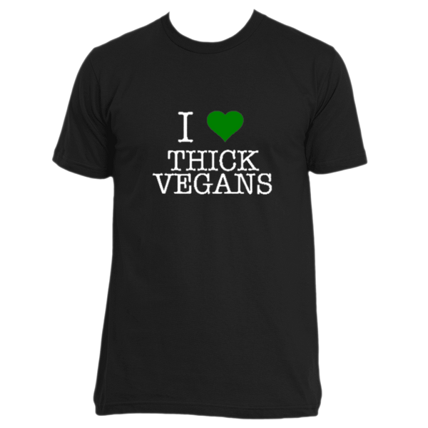 I love Thick Vegans Male Short Sleeve with White Design