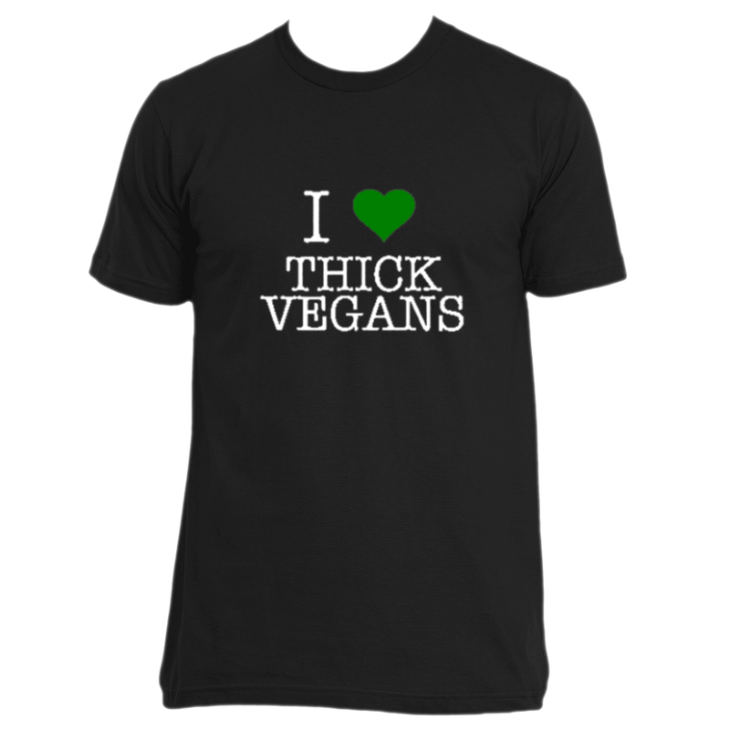 I love Thick Vegans Male Short Sleeve with White Design