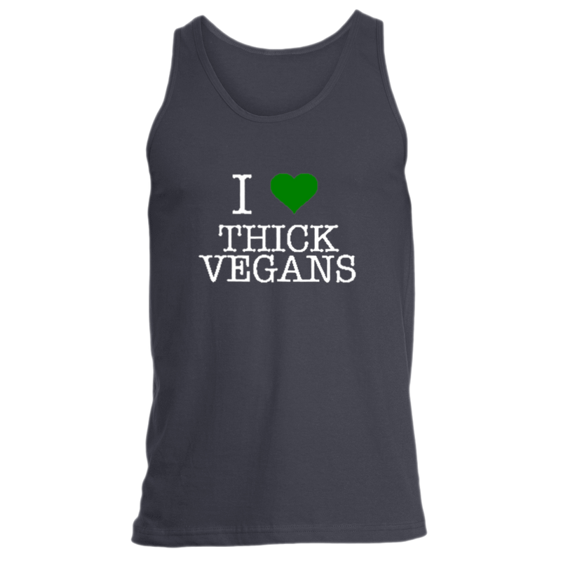 I Love Thick Vegans Unisex Tank Top with White Design